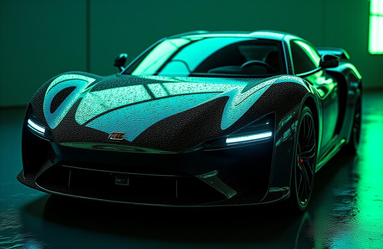 Auto di lusso con riflessi cristallini dopo il trattamento ceramico